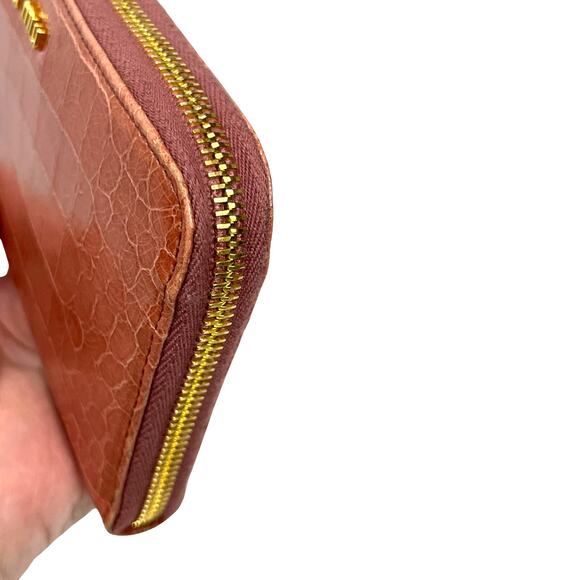 Miu Miu Croc Embossed Leather Zip Around Wallet Blush Pink Box Made In Italy - Picture 11 of 16
